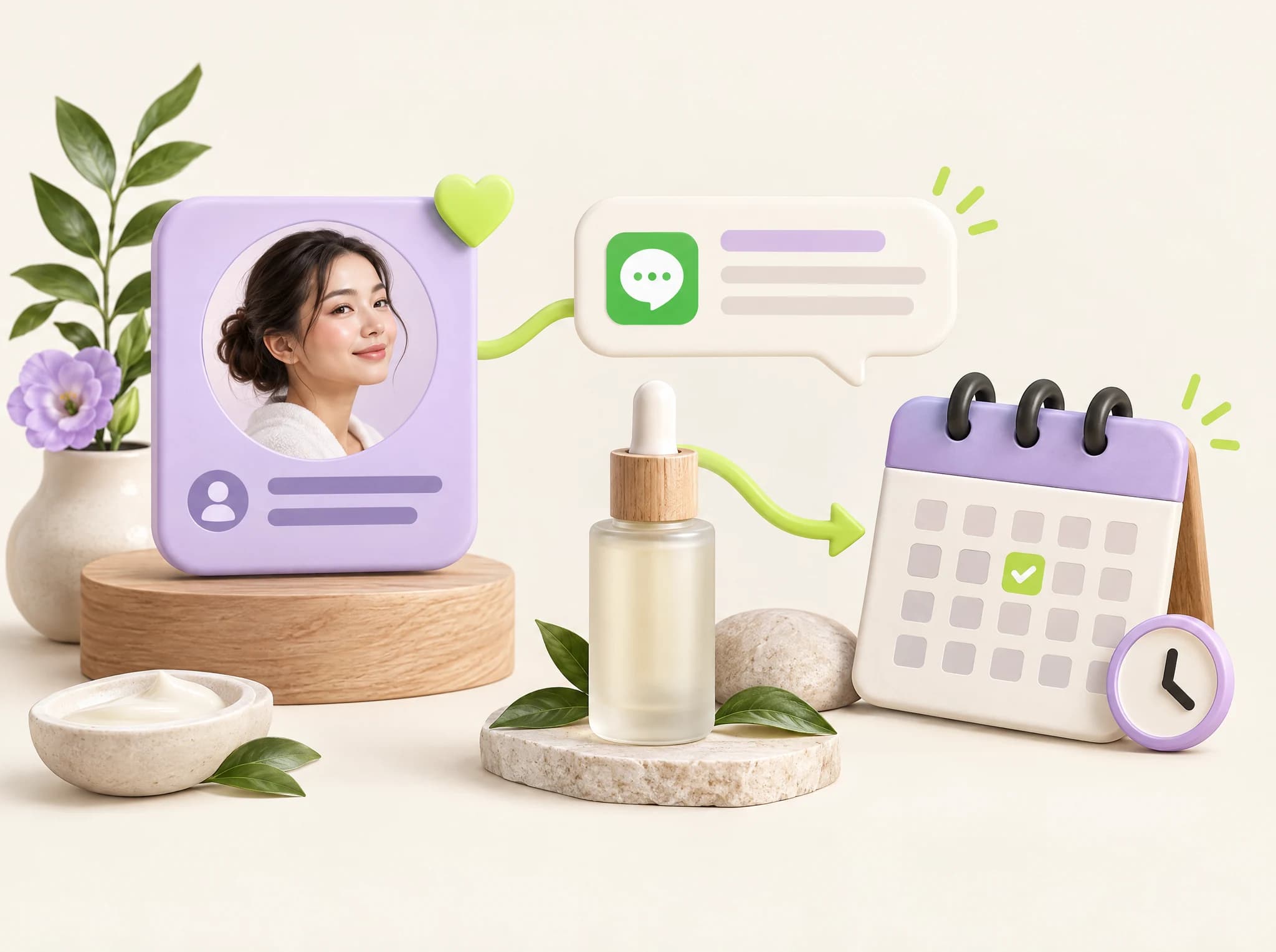 Concept illustration: client retention automation for beauty & spas
