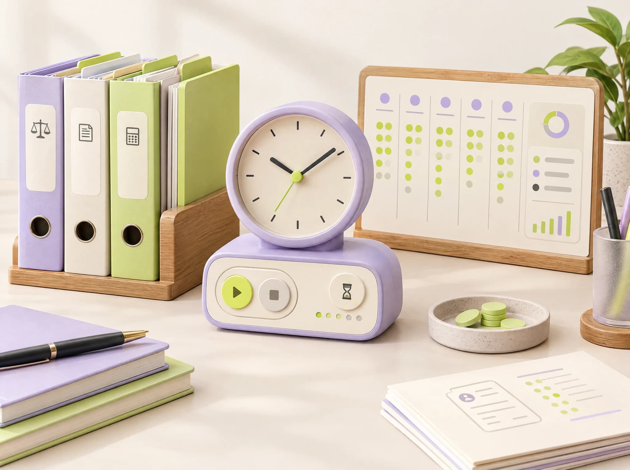 Concept illustration: time tracking system for law & accounting