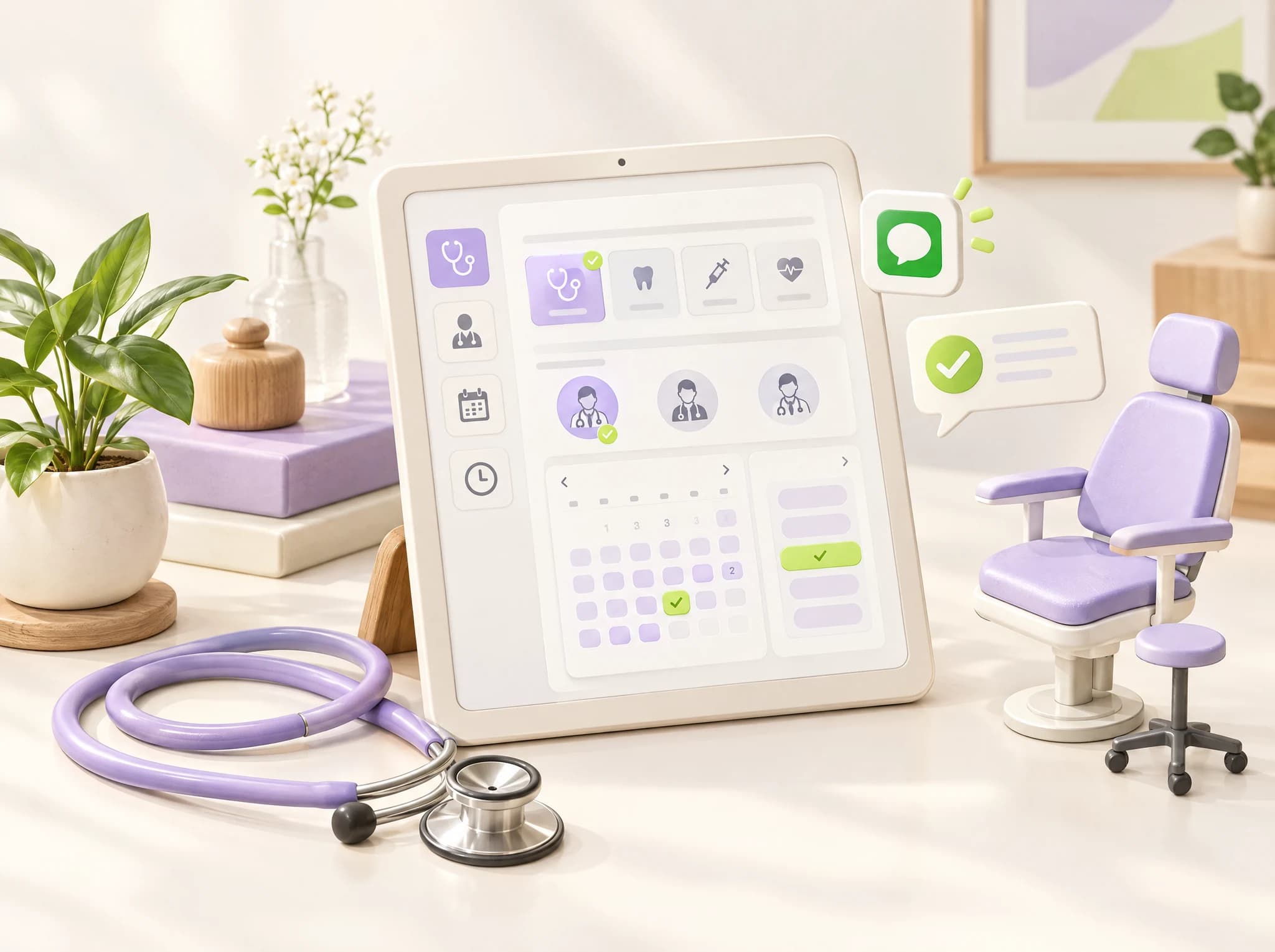 Concept illustration: online patient booking for medical clinics