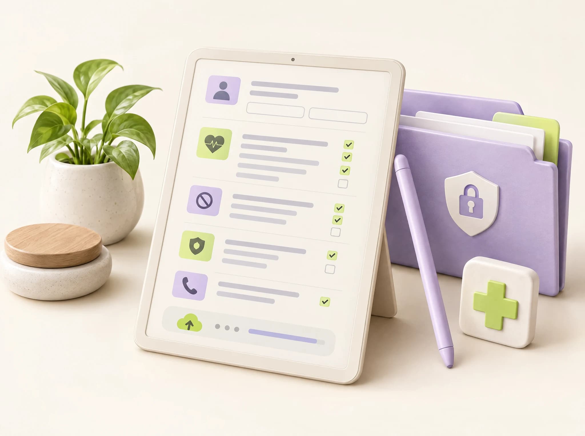 Concept illustration: digital intake forms for medical clinics