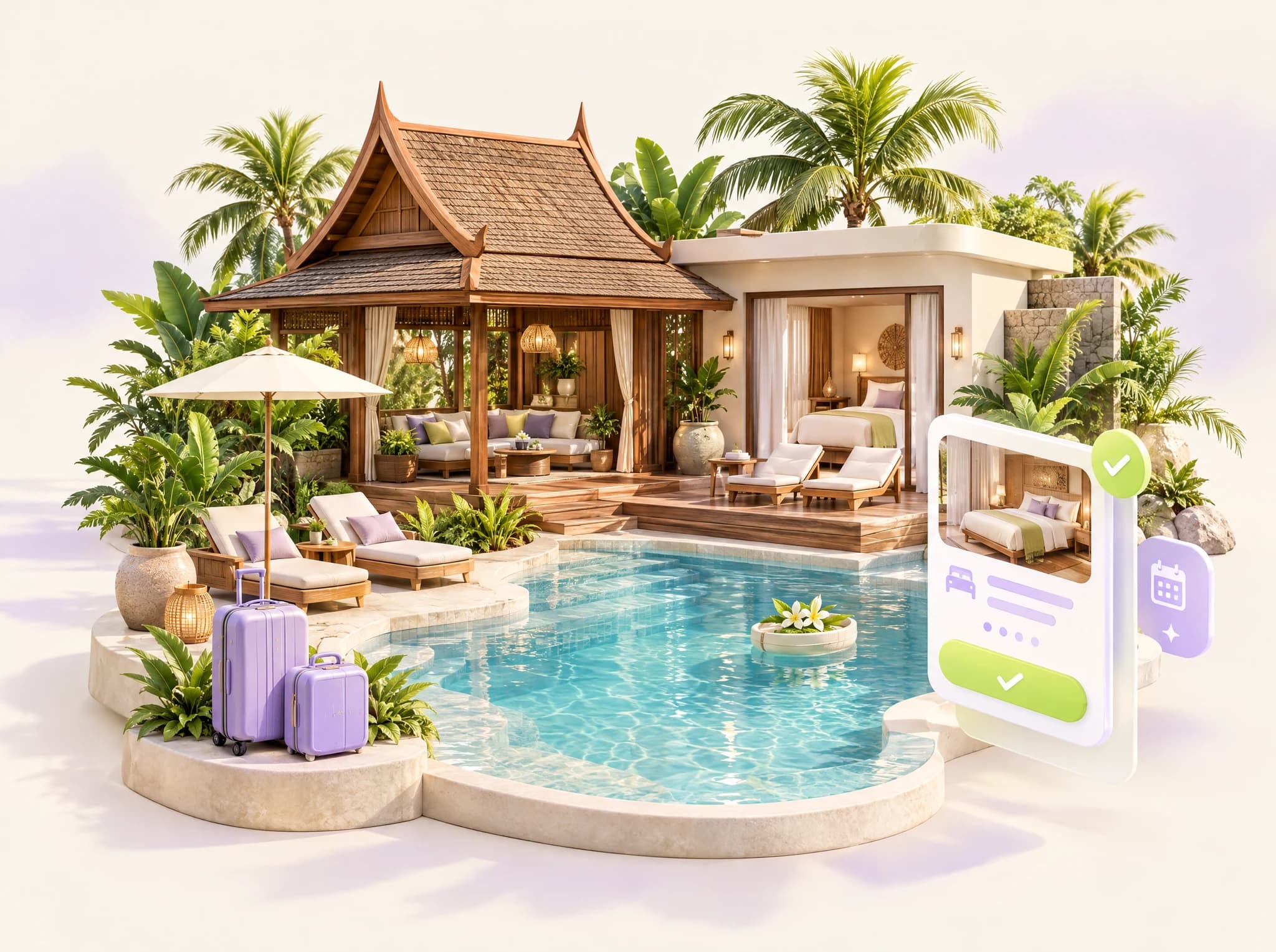 Concept illustration of digital services for hotels & guesthouses