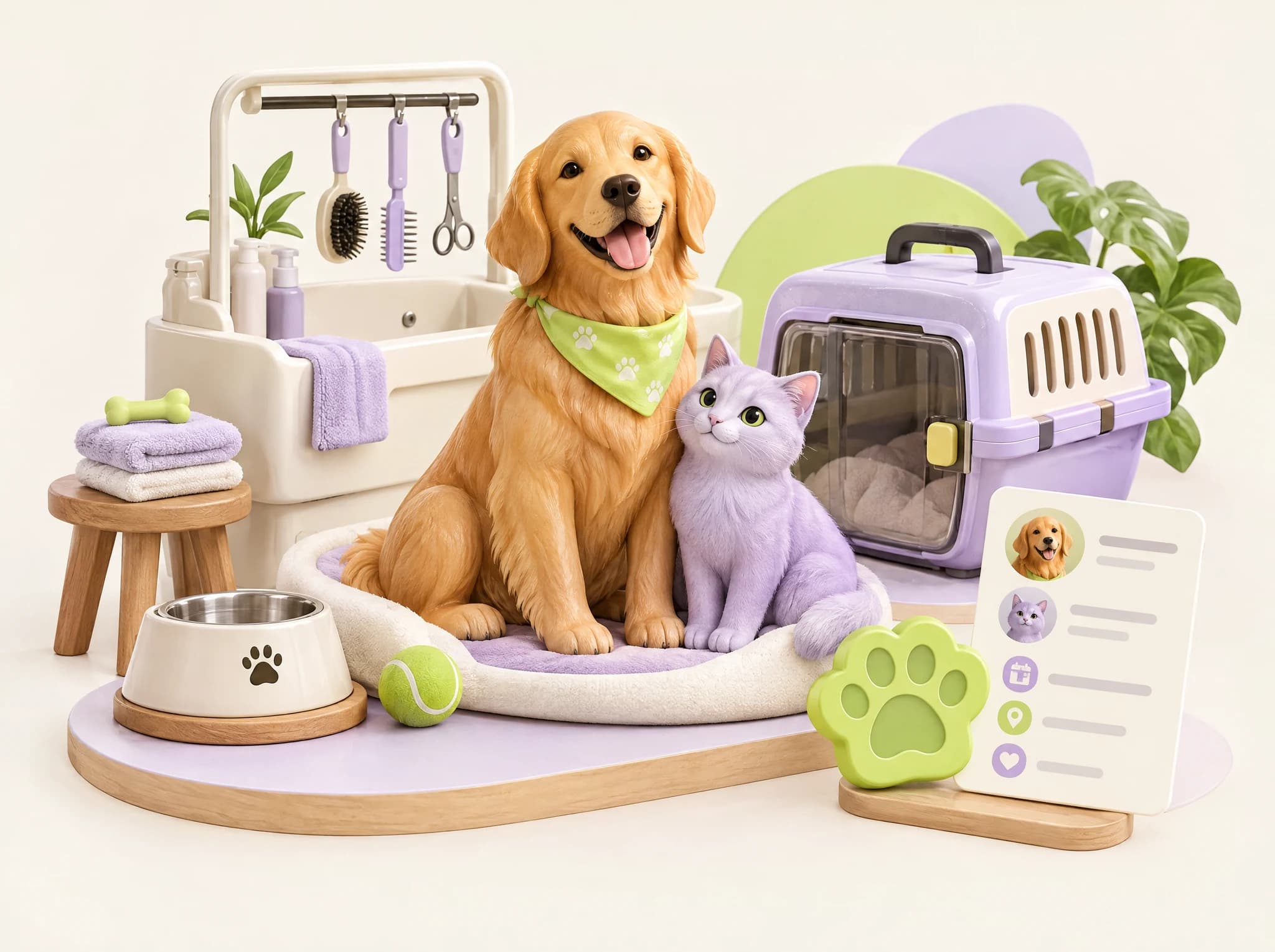 Concept illustration of digital services for pet services