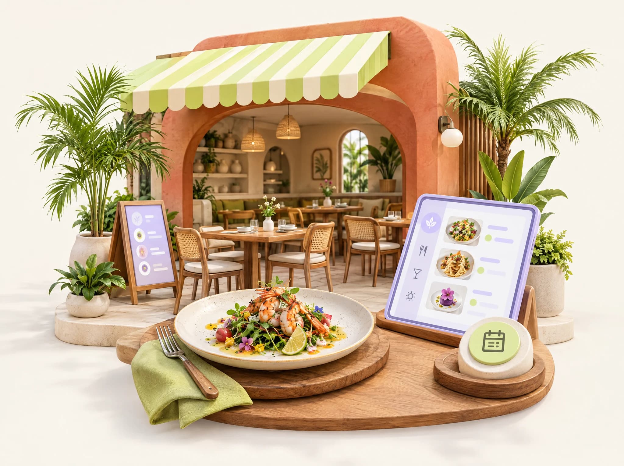 Concept illustration of digital services for restaurants & cafés