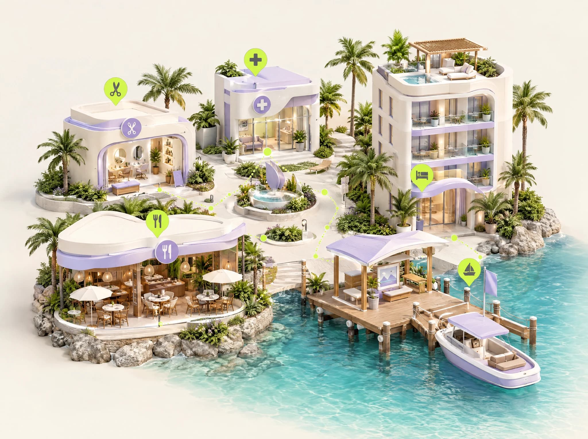 Concept illustration of a connected neighbourhood of local businesses