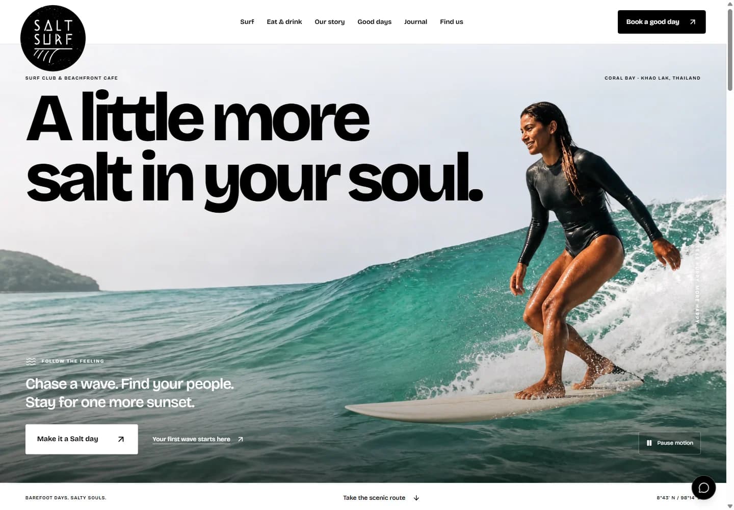 Salt Surf Club website homepage