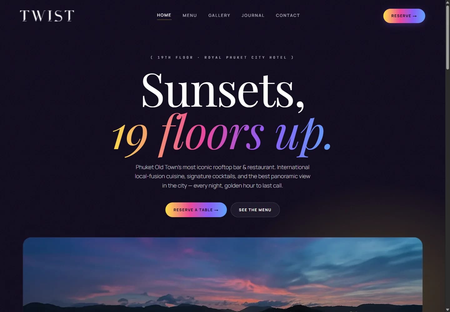TWIST Rooftop website homepage
